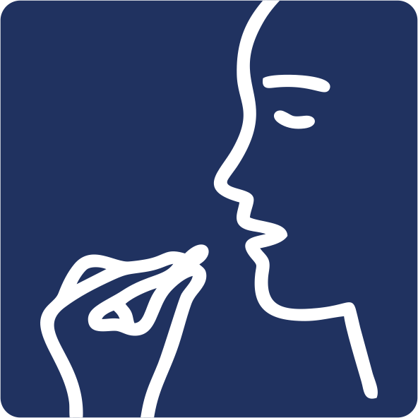 Place a Pouch under your lip Icon